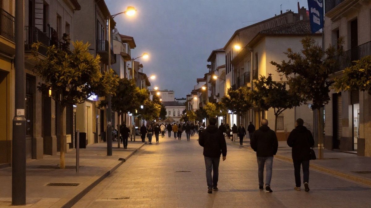 Imagen ilustrativa: grupo de personas caminando con bastones de marcha nórdica en un paseo marítimo