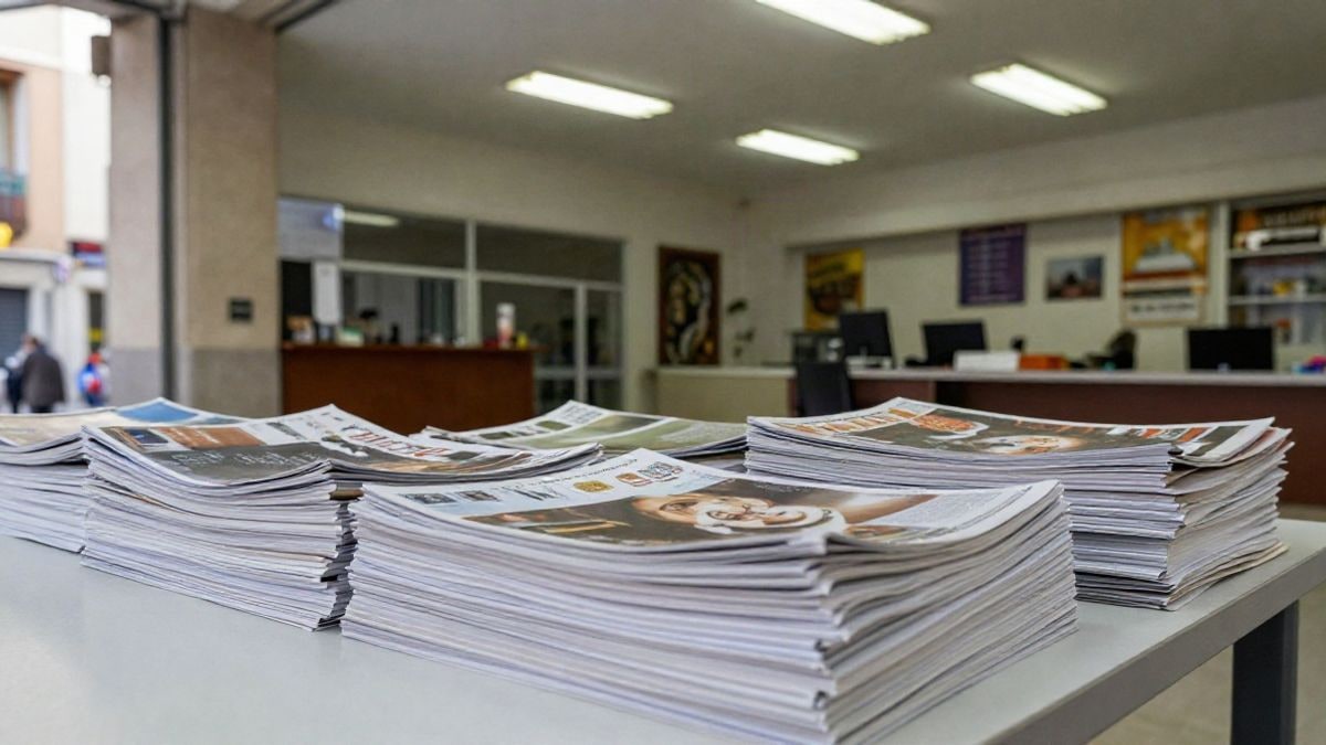 Imagen ilustrativa: ejemplares de una revista municipal apilados sobre una mesa en un equipamiento público.