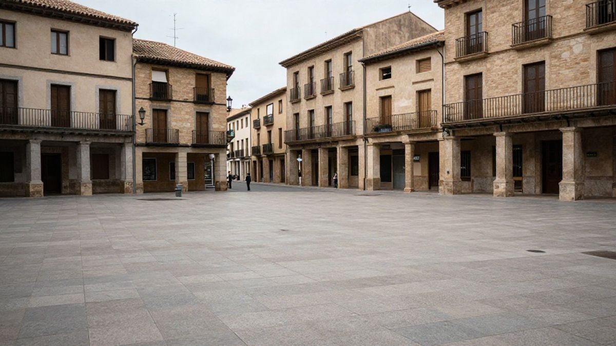 Imagen ilustrativa: una multitud silenciosa con velas en una plaza porticada de una ciudad española, con un edificio consistorial al fondo.