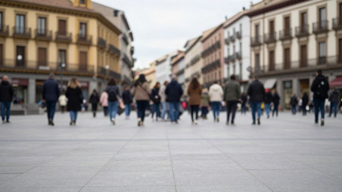 Imagen ilustrativa: una plaza pública vacía con edificios alrededor y líneas que convergen hacia el centro