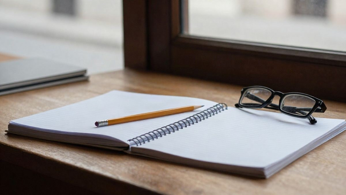 Imagen ilustrativa: detalle de un escritorio de madera con material escolar y gafas de lectura