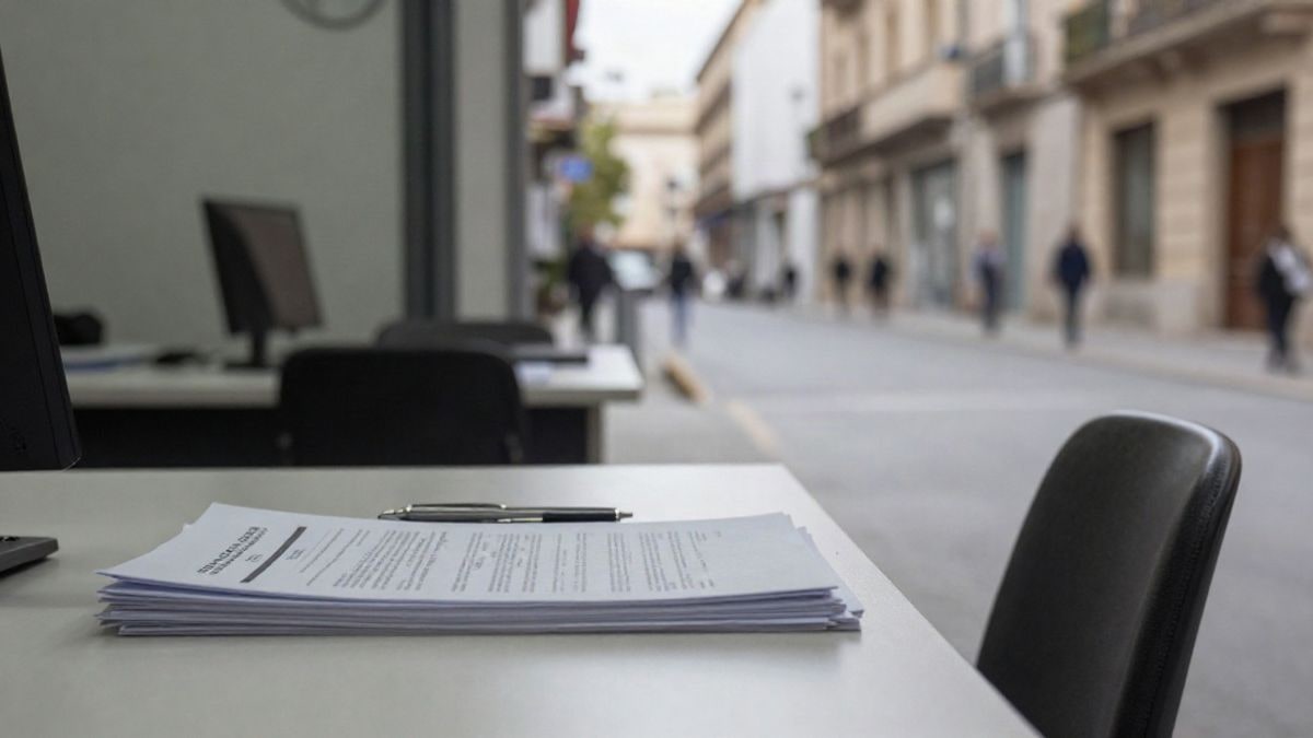 Imagen ilustrativa: mesa de oficina municipal con contratos y un bolígrafo, sin personas