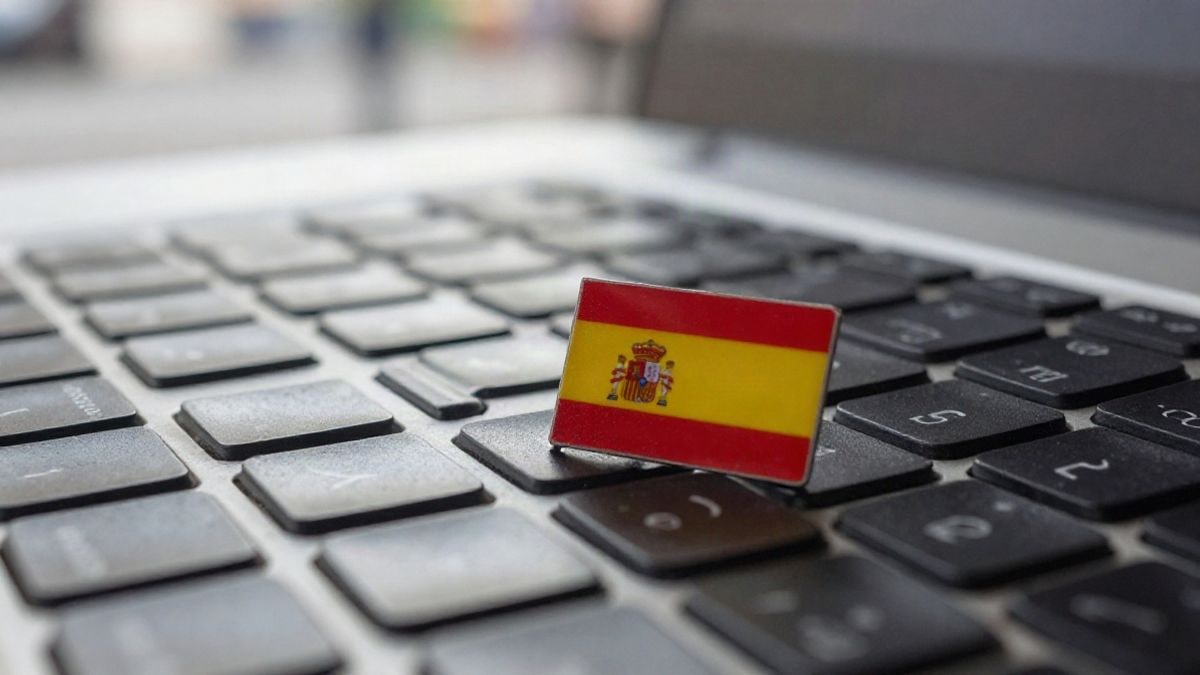 Imagen ilustrativa: primer plano de un teclado de portátil con un pequeño pin sobre las teclas