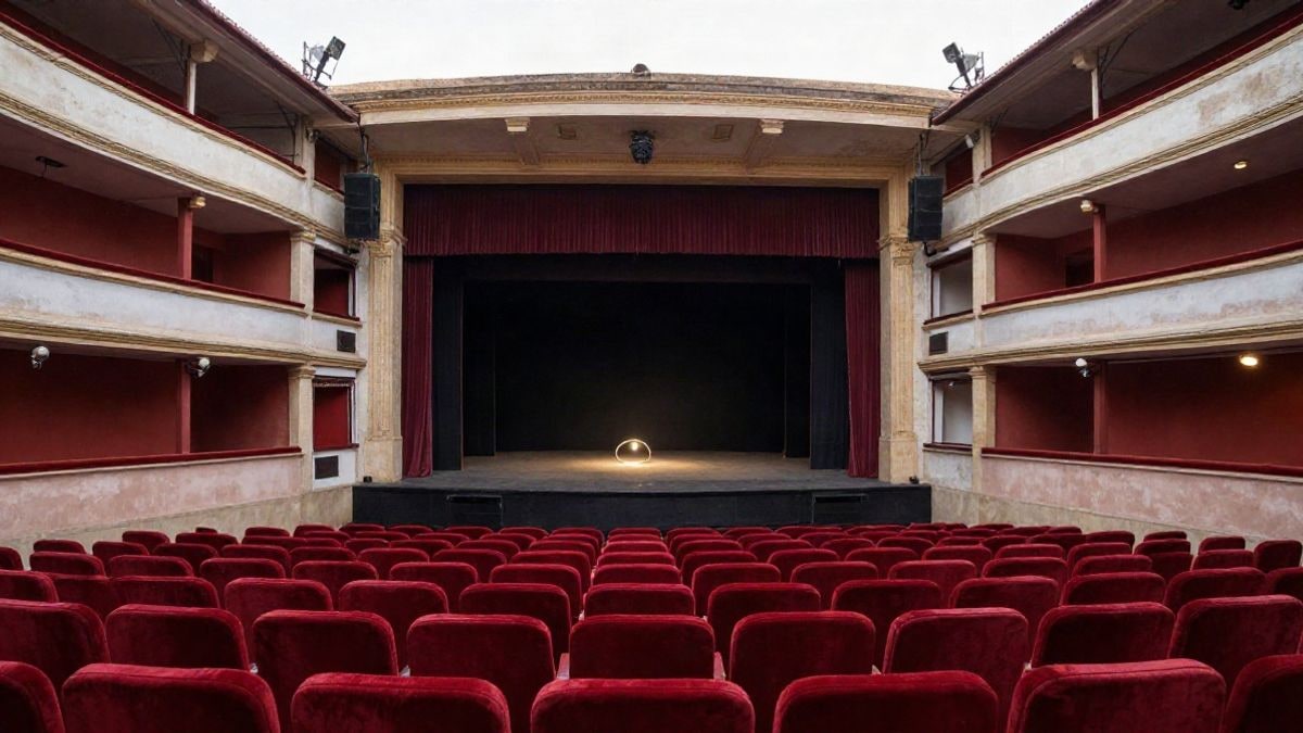 Imagen ilustrativa: interior de un teatro histórico con butacas de terciopelo rojo y un escenario iluminado con un foco.
