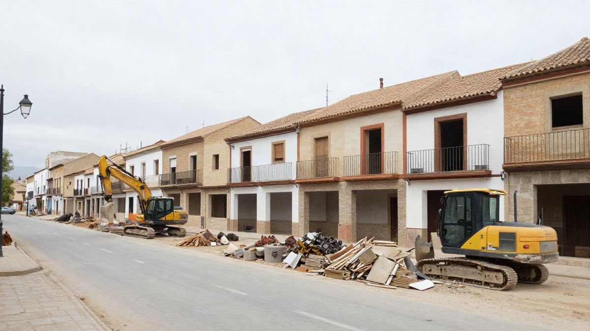 Imagen ilustrativa: un centro de reciclaje municipal en obras con maquinaria y materiales de construcción