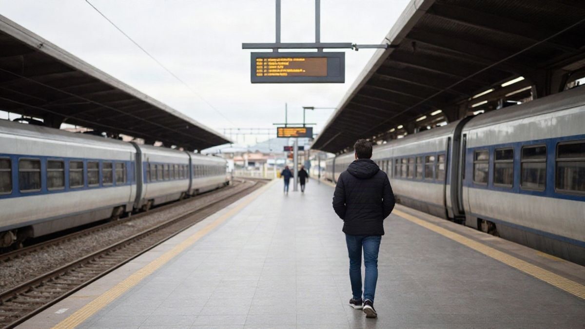 Imagen ilustrativa: andén de una estación de tren genérica con una persona al fondo de espaldas