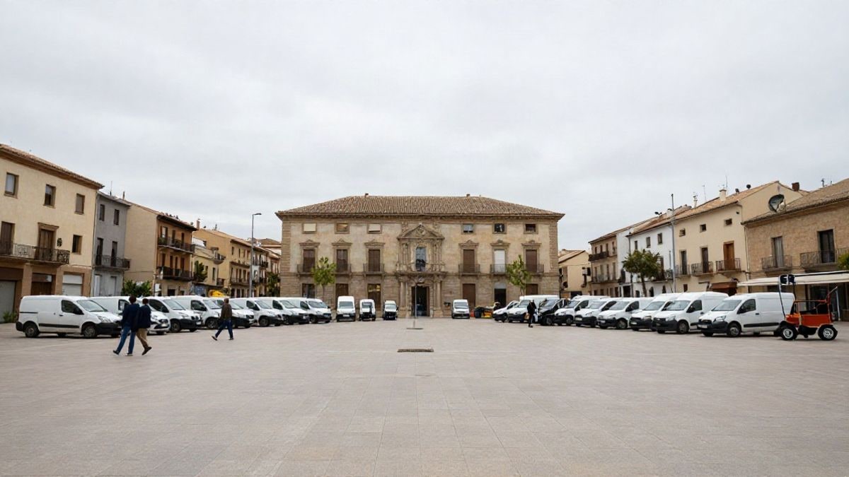 Imagen ilustrativa: plaza pública con vehículos y equipos municipales en una jornada de puertas abiertas