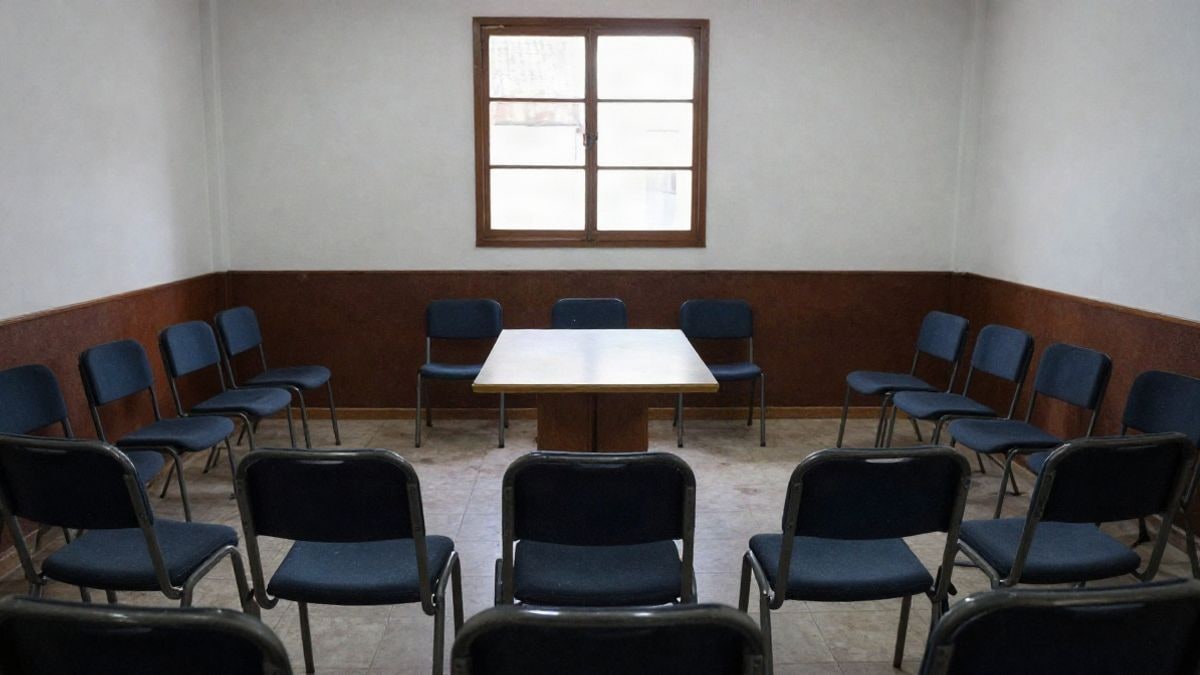 Imagen ilustrativa: sala de reuniones con sillas vacías frente a una mesa, sin personas ni logotipos