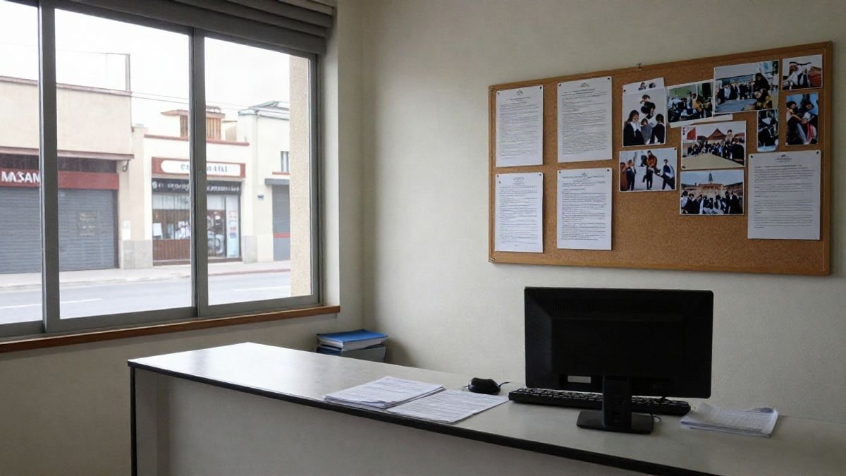 Imagen ilustrativa: interior de una oficina de atención ciudadana con mostrador y documentos oficiales a la luz del día