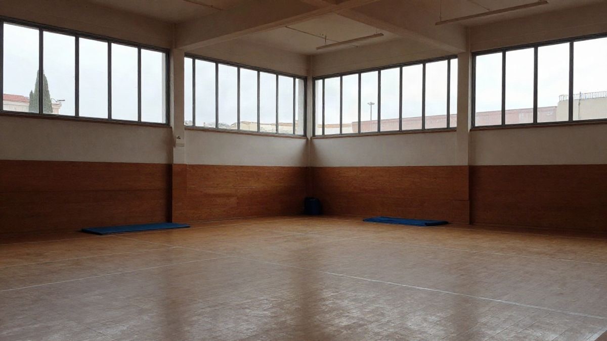 Imagen ilustrativa: interior de un pabellón deportivo municipal con material de ejercicio
