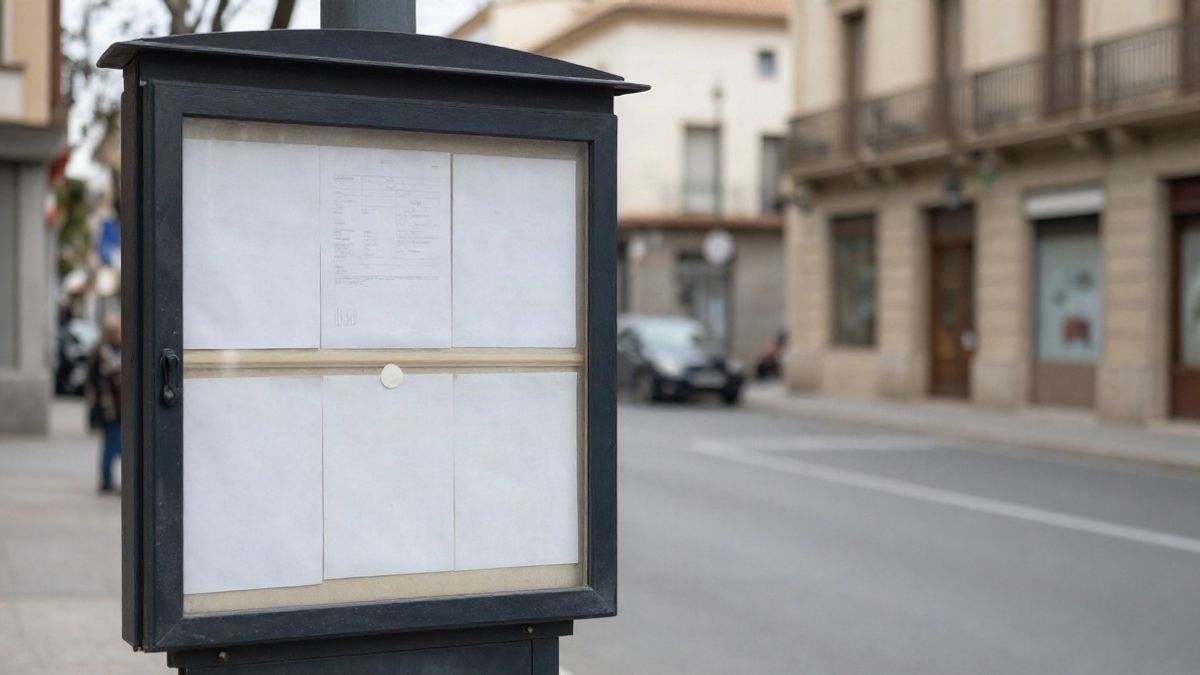 Imagen ilustrativa: tablón de anuncios de un ayuntamiento con documentos genéricos