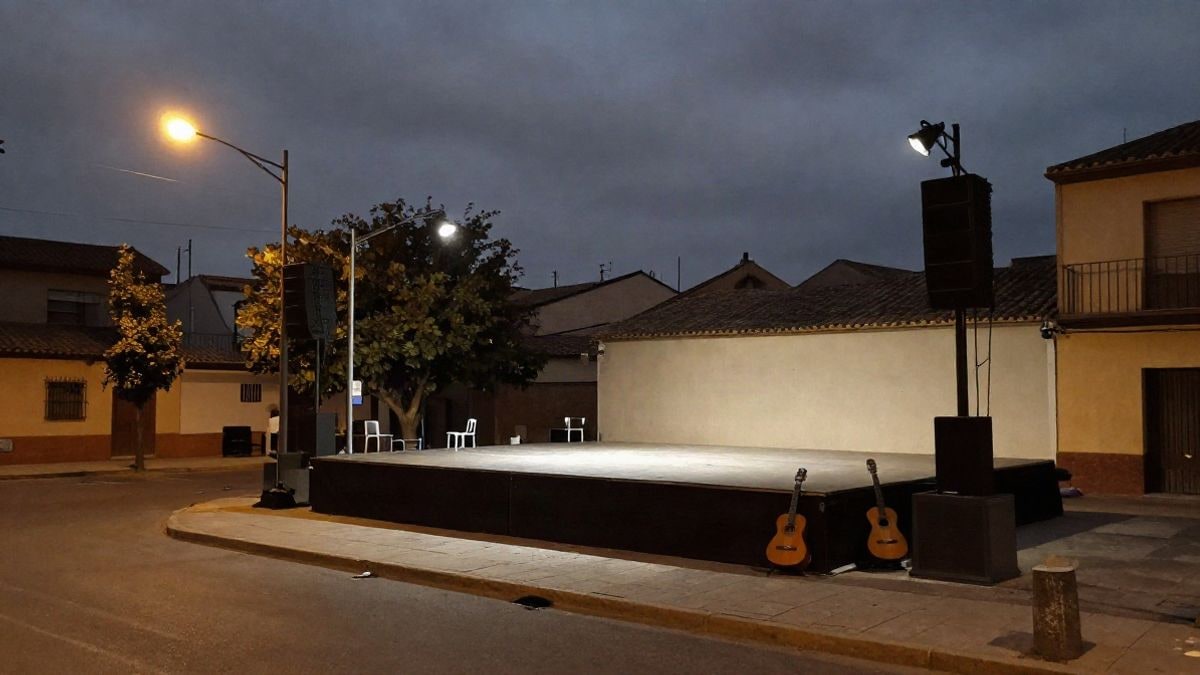 Imagen ilustrativa: escenario nocturno con luz artificial en un entorno rural