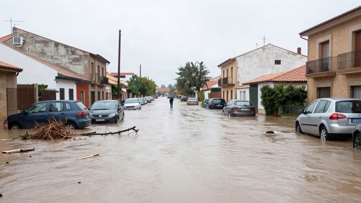 Imagen ilustrativa: calle inundada tras fuertes lluvias en un municipio español