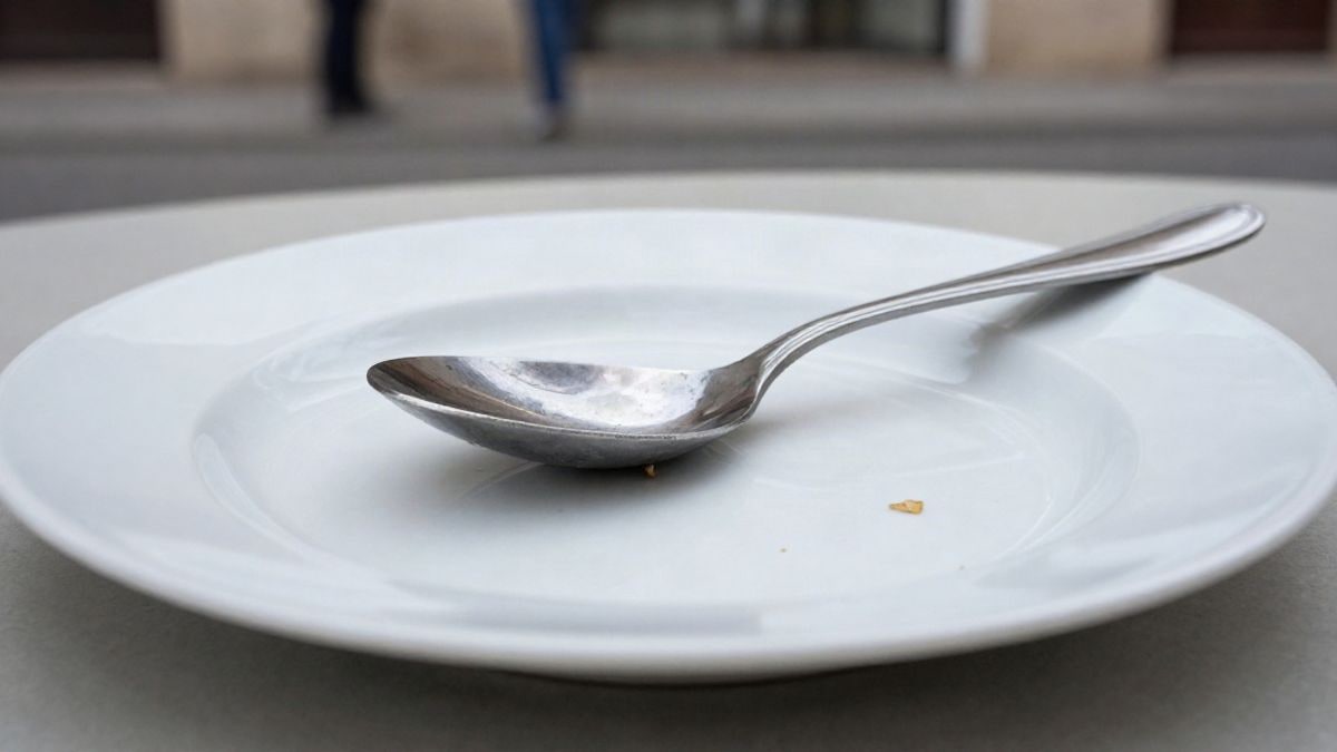 Imagen ilustrativa: primer plano de una cuchara sobre un plato blanco en una mesa