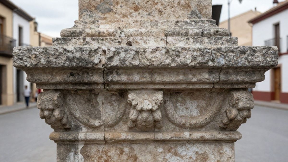 Imagen ilustrativa: detalle macro de piedra arquitectónica desgastada