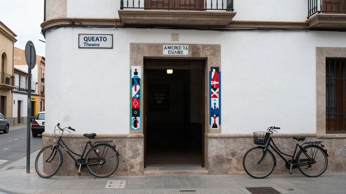 Imagen ilustrativa: fachada de un teatro de barrio con bicicletas aparcadas en la acera