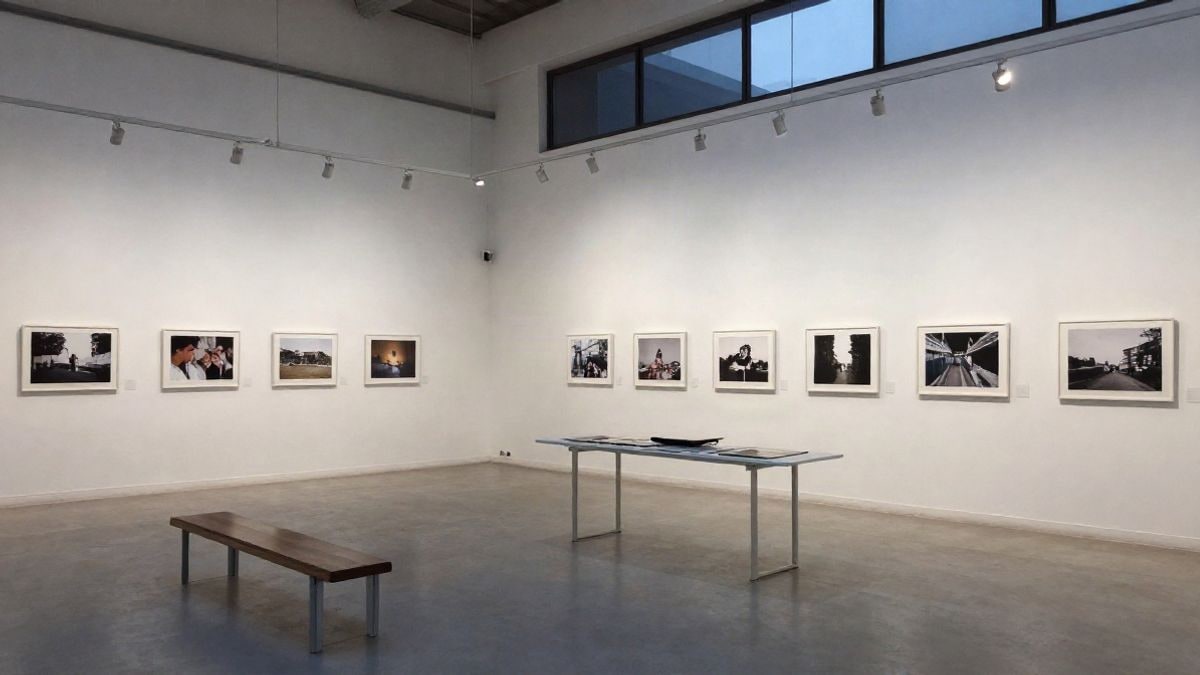 Imagen ilustrativa: sala de exposiciones con carteles y fotografías en paredes blancas