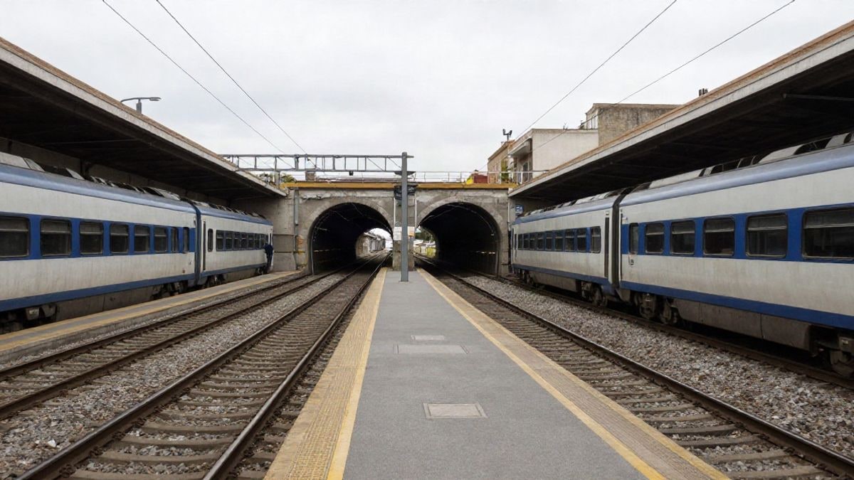 Imagen ilustrativa: andén de metro vacío con vías que convergen en la oscuridad del túnel