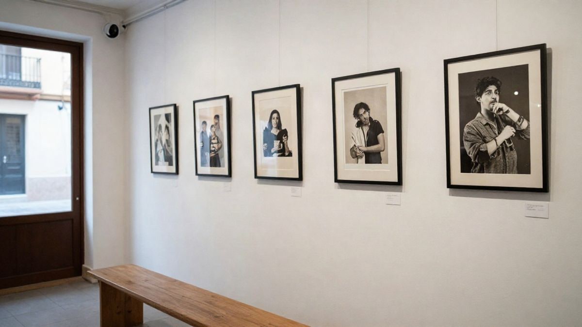 Imagen ilustrativa: interior de una sala de exposiciones con grabados enmarcados en la pared